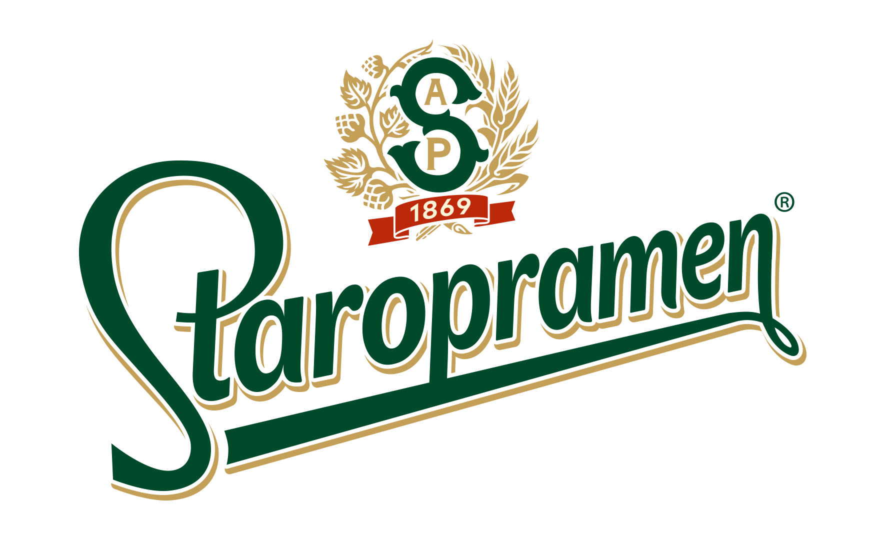 Logo oficial de la cerveza checa Staropramen, elaborada en Praga