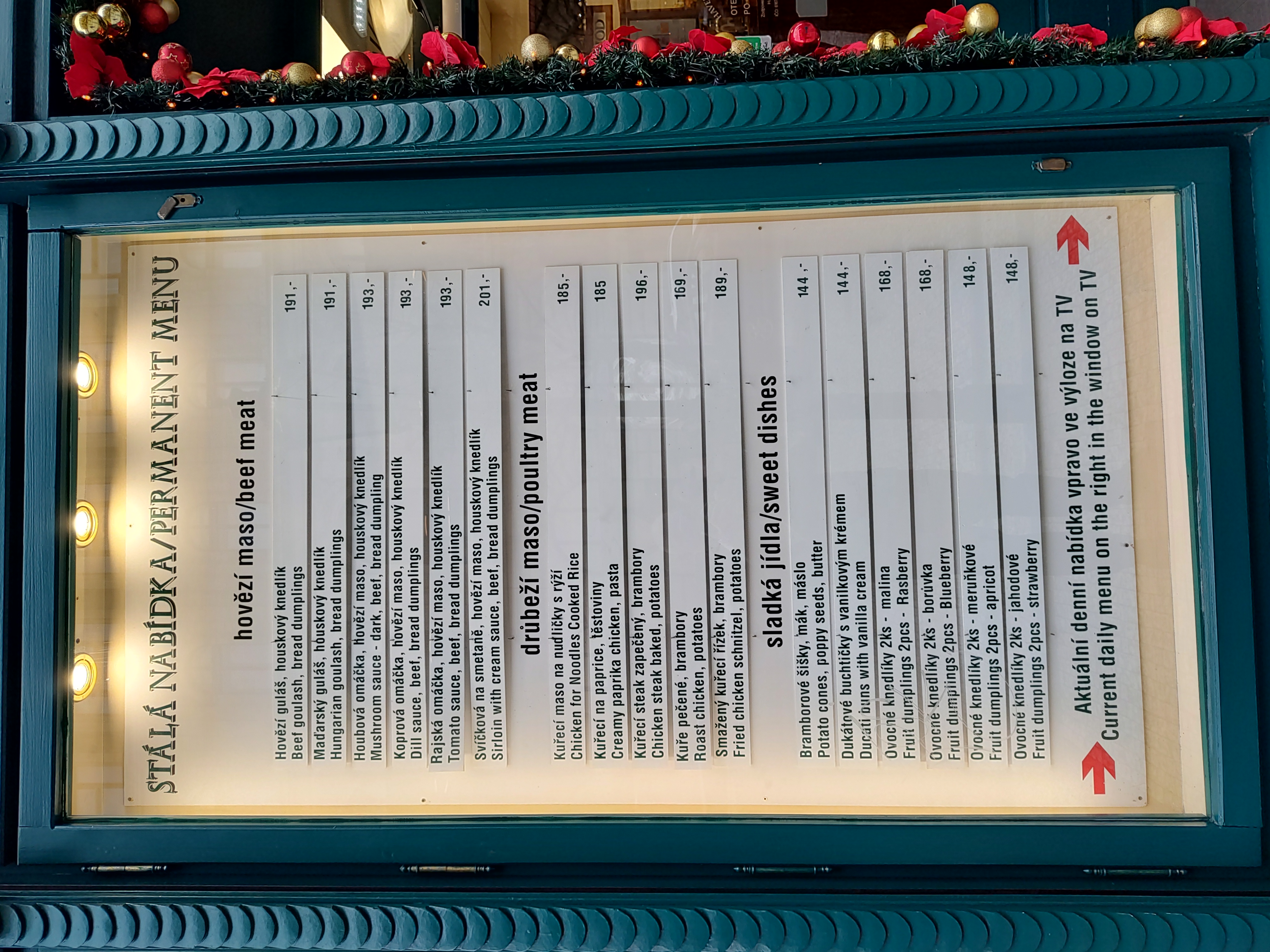 Menú fijo de la jídelna Havelská Koruna para comer barato en Praga