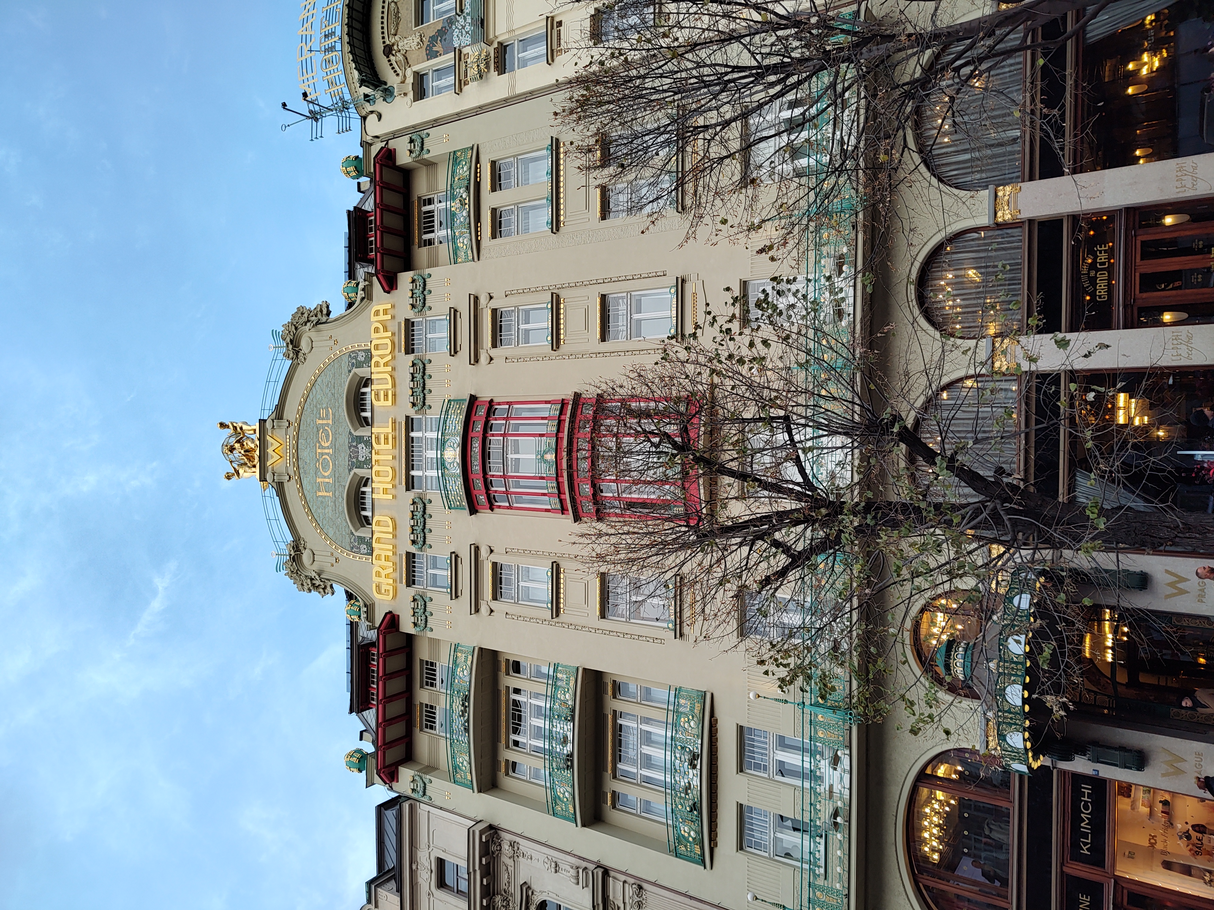 Fachada del Grand Hotel Evropa en la Plaza de Wenceslao de Praga
