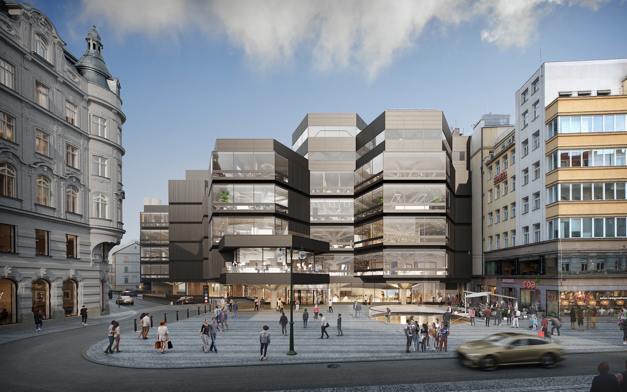 Así quedará presumiblemente el centro comercial Kotva tras su reforma