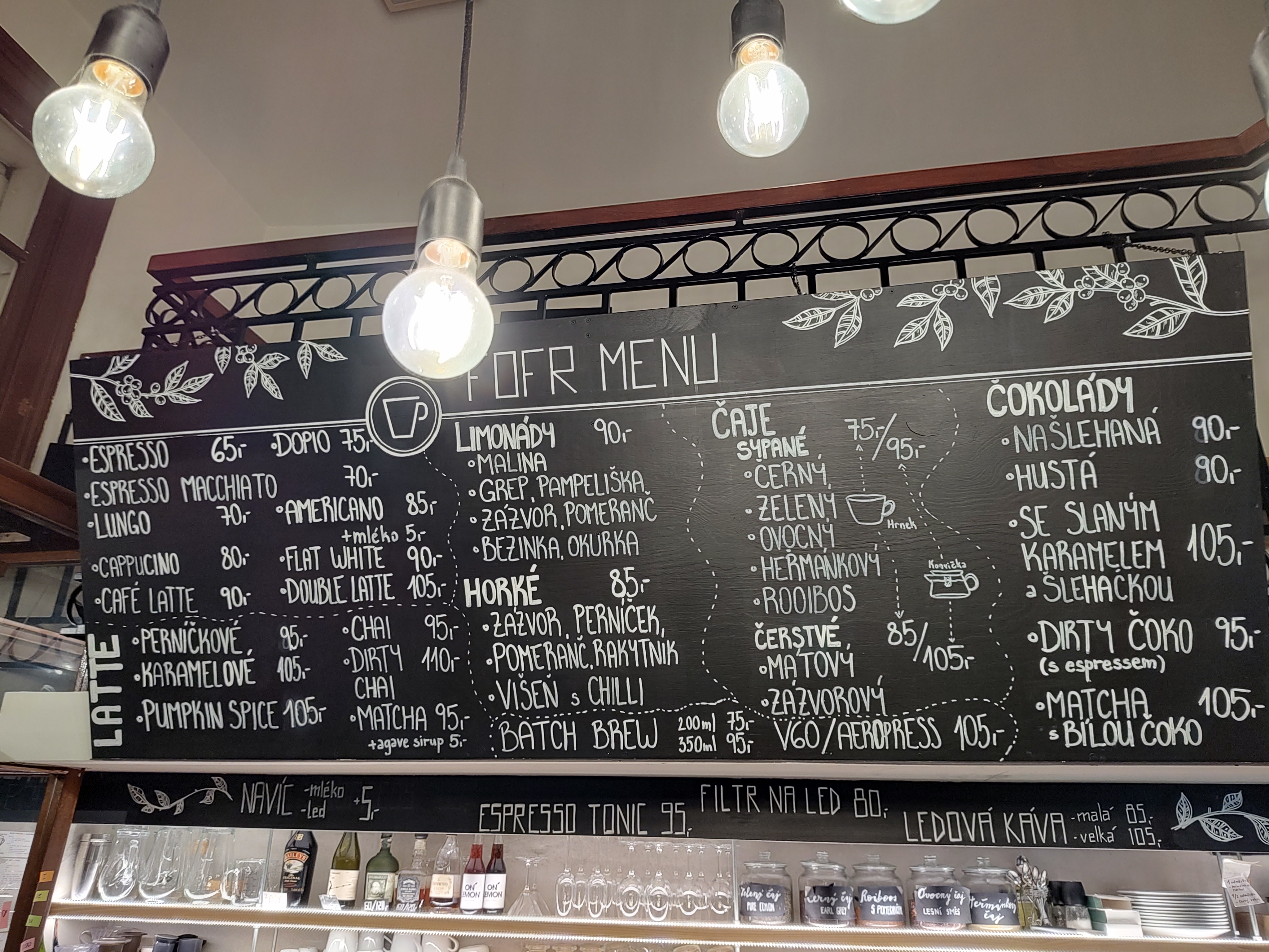 Menú de FofrKafe, una cafetería de especialidad en Praga